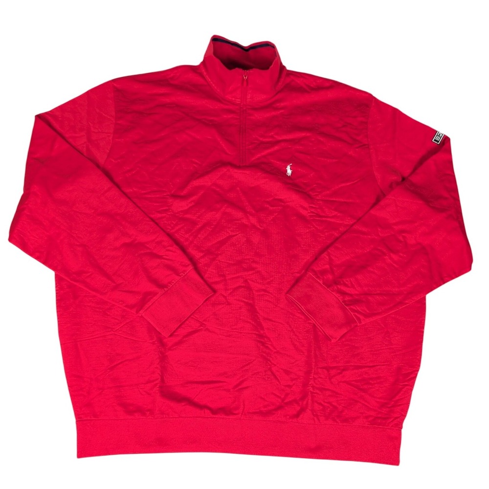 Polo Golf Ralph Lauren 1/4 Zip Pullover Mens XXL Red Pima Cotton E-Z-GO NWT